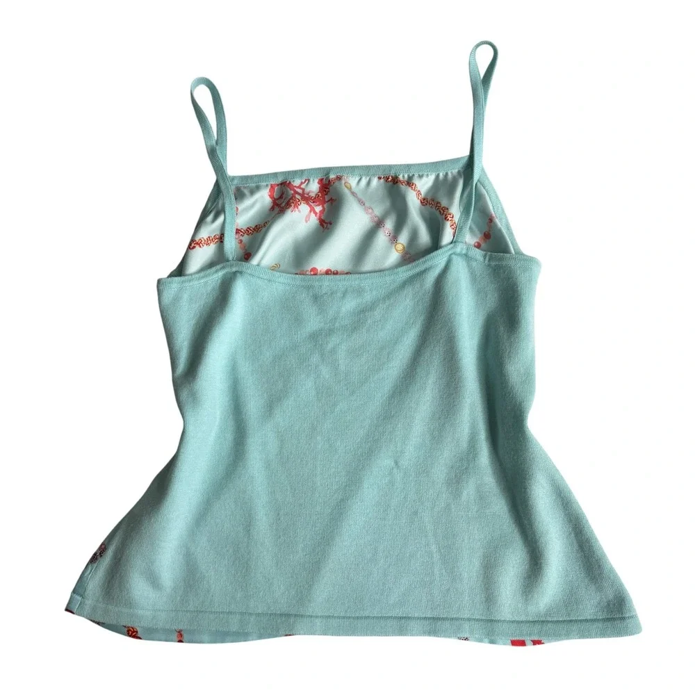 J.McLaughlin Silk Front Coral Chain Print Camisole Tank Top Blue Womens XS - Picture 2 of 8